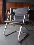 Contemporary Modern Glass & Chrome Dining Table & 4 Leather & Chrome Chairs - erfmann-vintage