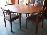 Mid Century Danish Oval Extendable Teak Dining Table & Four Chairs - erfmann-vintage