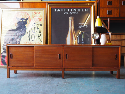 Mid Century Sideboard Tv Stand Low Lying In Teak - erfmann-vintage