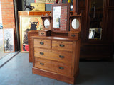 Late Victorian Satin Walnut Chest of Drawers/Dressing Table with Mirror - erfmann-vintage