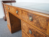 Victorian Circa 1870s Pedestal Desk In Burr Olive Ash - erfmann-vintage