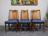 Set Of 6 Mid Century 1970s Kofod Larsen G Plan Teak Dining Chairs Reupholstered - erfmann-vintage
