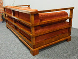 Art Deco Three Seater Sofa Bed in Walnut & with Burnt Orange Fabric - erfmann-vintage