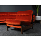 Mid Century Vintage Bright Orange Modular Sofa, 2-3-4 seater