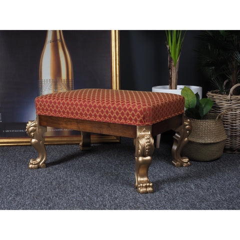 Handmade Footstool Antique Baroque Style Ornate Gold Legs & Feet