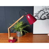 Mid Century Vintage Red Anglepoised Style Lamp with Wooden Arm PAT Tested