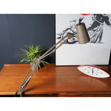 Vintage Industrial Beige/Grey Metal Angle Desk Lamp with Clip PAT Tested