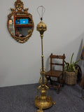 Ornate Antique Victorian Telescopic Brass Standing Lamp with Shade - erfmann-vintage