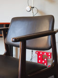 Mid Century Danish Single Office Chair Rosewood & Leather Erik Buch Style - erfmann-vintage