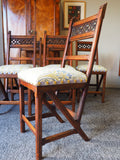 Antique Pugin Style Oak Dining Chairs (set of 8) William Morris Style Upholstered Seats - erfmann-vintage