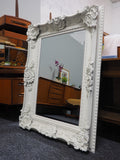 Very Large Ornate NeoClassical Moulded Carved Framed White Mirror - erfmann-vintage
