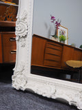 Very Large Ornate NeoClassical Moulded Carved Framed White Mirror - erfmann-vintage