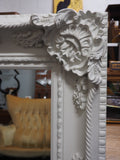 Very Large Ornate NeoClassical Moulded Carved Framed White Mirror - erfmann-vintage