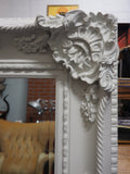 Very Large Ornate NeoClassical Moulded Carved Framed White Mirror - erfmann-vintage