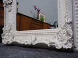 Very Large Ornate NeoClassical Moulded Carved Framed White Mirror - erfmann-vintage