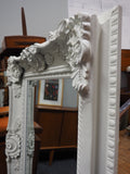 Very Large Ornate NeoClassical Moulded Carved Framed White Mirror - erfmann-vintage