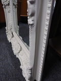 Very Large Ornate NeoClassical Moulded Carved Framed White Mirror - erfmann-vintage