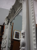 Very Large Ornate NeoClassical Moulded Carved Framed White Mirror - erfmann-vintage