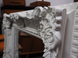 Very Large Ornate NeoClassical Moulded Carved Framed White Mirror - erfmann-vintage