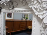 Very Large Ornate NeoClassical Moulded Carved Framed White Mirror - erfmann-vintage