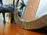Arts & Crafts Hammered Copper Framed Oval Mirror - erfmann-vintage