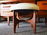 Mid Century G Plan Cream Vinyl Dressing Table Stool Footstool Atomic Style - erfmann-vintage