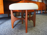 Mid Century G Plan Cream Vinyl Dressing Table Stool Footstool Atomic Style - erfmann-vintage