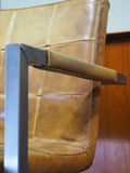 Mid Century Office Desk Chair Danish Style Leather Patchwork Cantilever Frame - erfmann-vintage