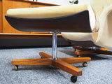 Mid Century G Plan Armchair 6250 & Footstool 6251 Gold Velvet Buttonback/Winged - James Bond Style - erfmann-vintage