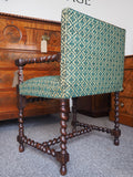 Mid 19th Century Oak Elbow Chair with Matching Footstool - erfmann-vintage
