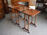 Edwardian Mahogany Nest of Tables with Elegant Spindle Legs - erfmann-vintage