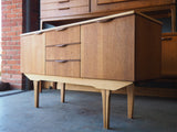 Mid Century 1960s Pale Teak Sideboard Central Drawers Two Cupboards - erfmann-vintage