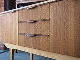 Mid Century 1960s Pale Teak Sideboard Central Drawers Two Cupboards - erfmann-vintage