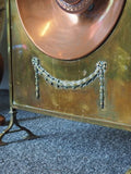 Antique Arts & Crafts Brass & Copper Fire Screen - erfmann-vintage