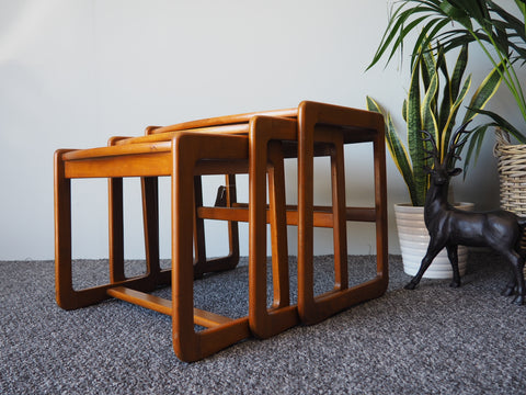 Mid Century G Plan Nested Tables in Teak Danish Style - erfmann-vintage