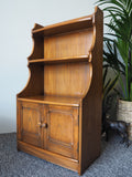 Mid Century ERCOL 'Waterfall' Bookcase/Cabinet Elm Wood - erfmann-vintage