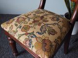 Victorian Mahogany Dining Chair Curved Carved Back with Floral Upholstery - erfmann-vintage