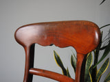 Victorian Mahogany Dining Chair Curved Carved Back with Floral Upholstery - erfmann-vintage