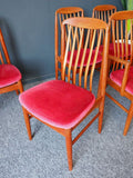 Mid Century Vintage Set of 6 Benny Linden Teak Danish Dining Chairs with carvers