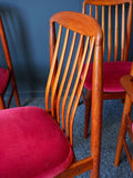 Mid Century Vintage Set of 6 Benny Linden Teak Danish Dining Chairs with carvers