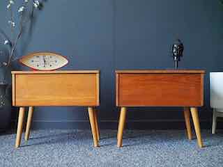 Mid Century Vintage Teak Bedside Cabinets by 'Relax' 