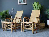 Antique Early 20th C. BOHWARD Steamer Deck Chairs Rattan Wicker Bamboo