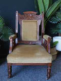 Antique Edwardian Carved Occasional Low Slung Chair
