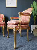 Pair of Louis XV Style Gilt Open Armchairs Originally Supplied by Harrods