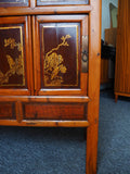 Antique Oriental Chinese Wedding Cabinet Brown Tan Storage - erfmann-vintage