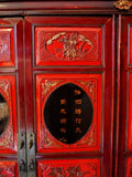 Antique Oriental Chinese Wedding Cabinet Red Decorative Storage - erfmann-vintage