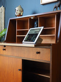 Vintage Mid Century Writing Bureau Desk in Teak - erfmann-vintage