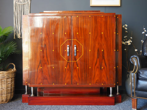 Art Deco Very Rare Drinks Cabinet Sideboard Glazed Walnut - erfmann-vintage