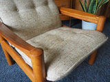 Danish Modern Domino Mobler Teak Chair & Ottoman in Beige Upholstery - erfmann-vintage
