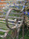 Antique Victorian Wrought Iron Rustic Garden Bench 4 Seater - erfmann-vintage
